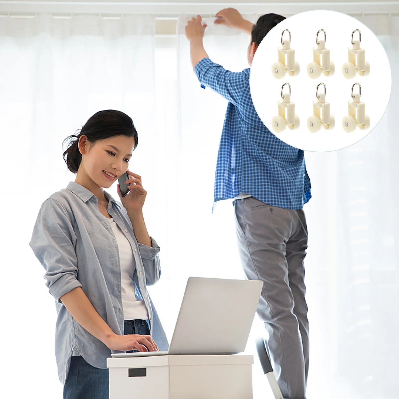 20 шт. роликовые ролики для штор аксессуары дома с крючками направляющие тканевый