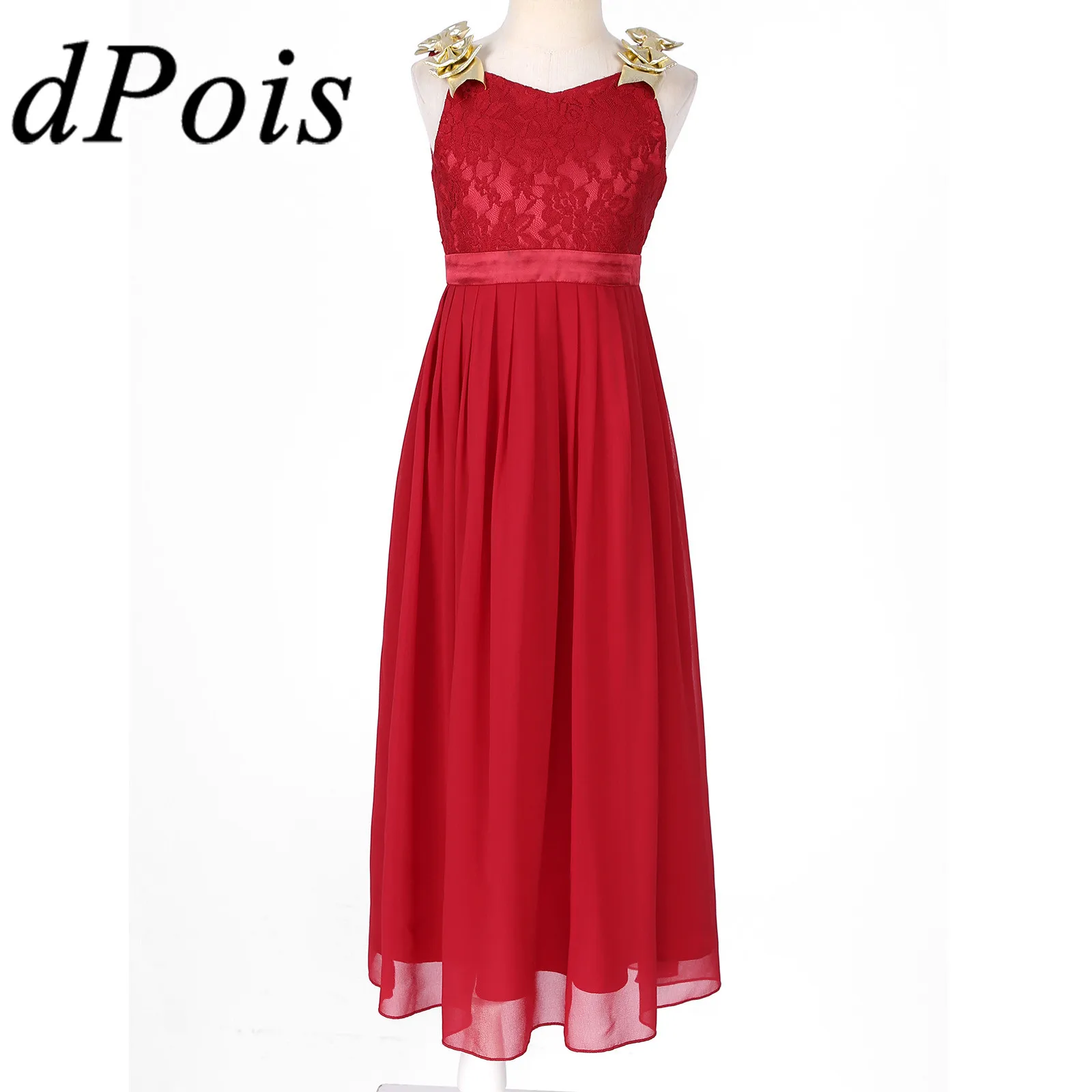 

Kids Lace Shiny Bowknot Chiffon Dress Birthday Party Wedding Dressfor Girls Ballroom Ballet Dress Children Performance Costume