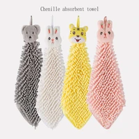 cartoon chenille hand towels kids hanging towel kitchen bathroom toilet absorbent quick drying towel soft microfiber towels