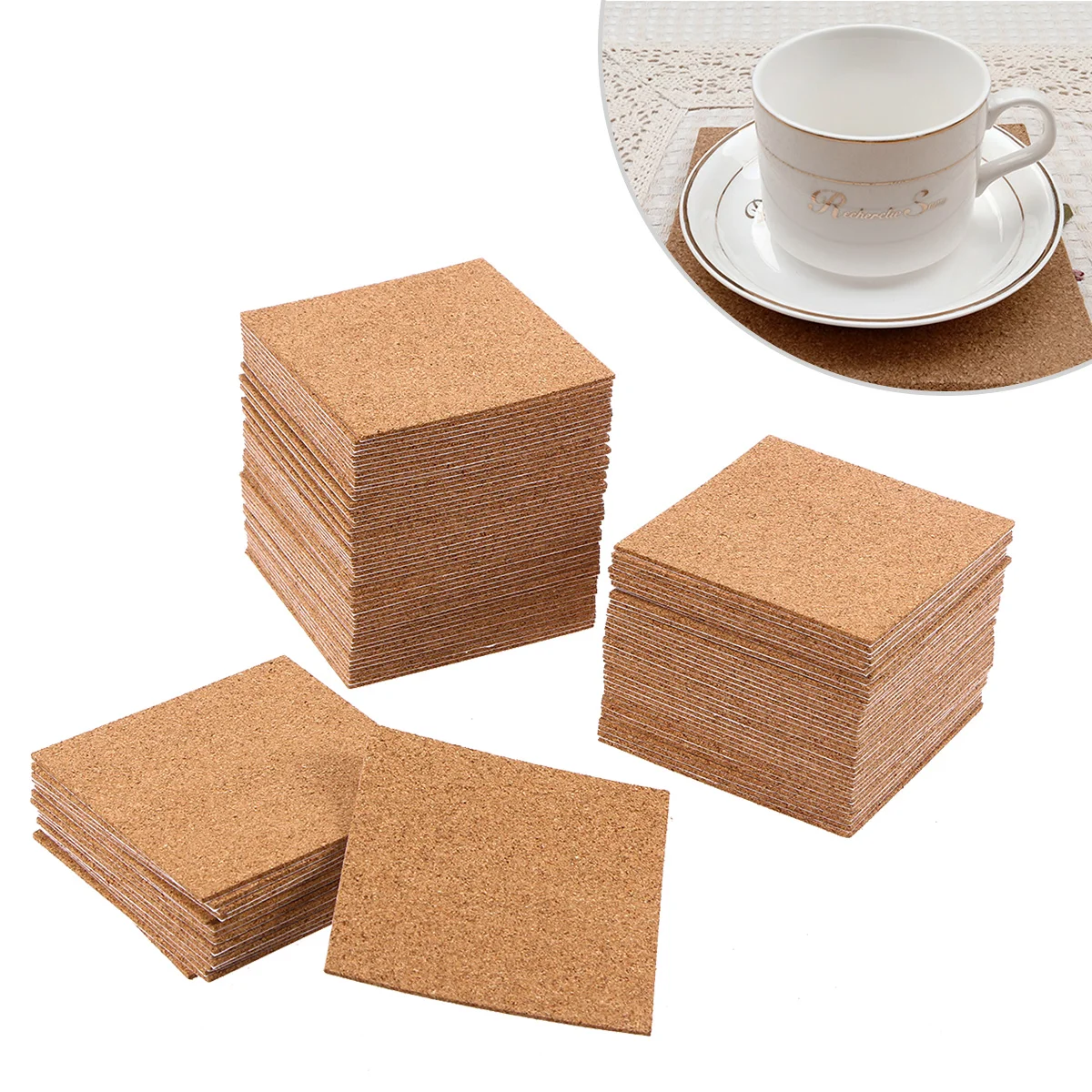 

Cork Adhesive Self Coasters Sheets Pads Backing Coaster Cup Mat Square Board Squares Wooden Holdermats Wood Drink Strip Tiles