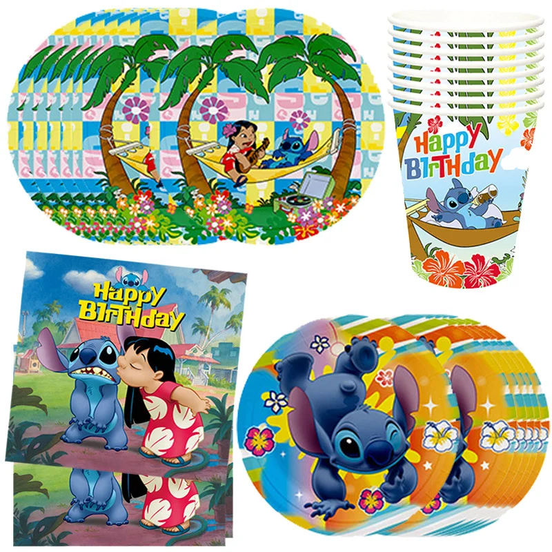 

Украшения для вечерние в стиле Лило и Ститч, одноразовая посуда, детский праздник для детей, товары для вечеринки в честь Дня Рождения