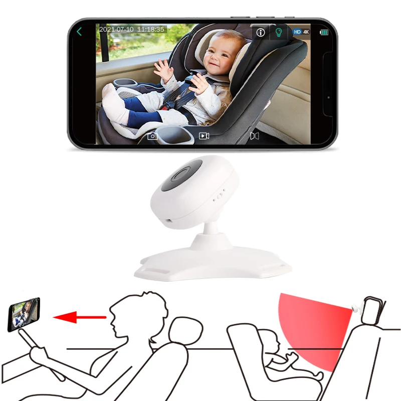 Dropshipping Baby Car Mirror Baby Mirror for Car HD 1280P Night Vision Function Camera 360degree Rotation