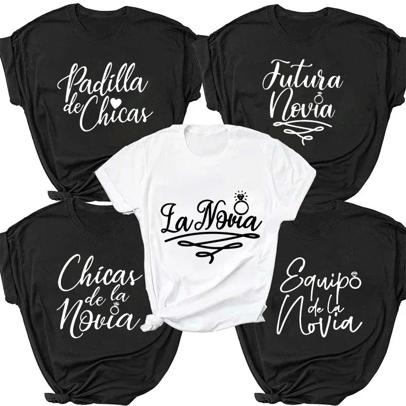 

Team Bride T-shirt Spanish Girls Bachelorette Hen Party Future Bride Squad Crew Tshirt Single Farewell Tees Bridal Wedding Tops