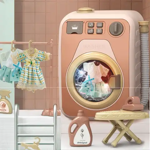 Детская электрическая мини-стиральная машина, игрушка, имитация вращающейся барабанной стиральной машины, которая может добавлять воду в И...