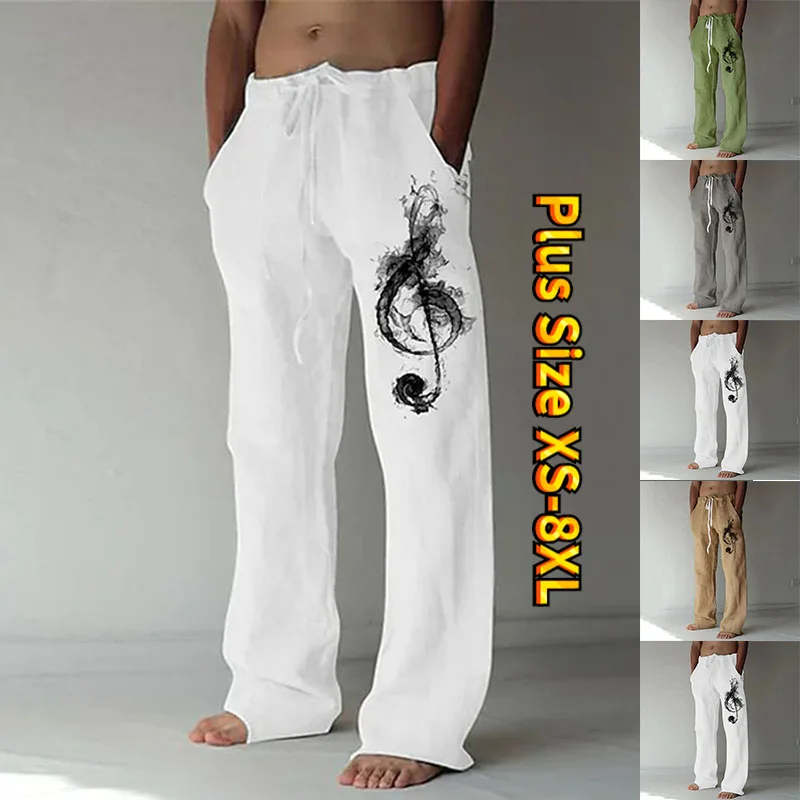 

Neat Solid Color Printed Pattern Men Straight Slacks Outside Ride Daily Street Style XS-8XL