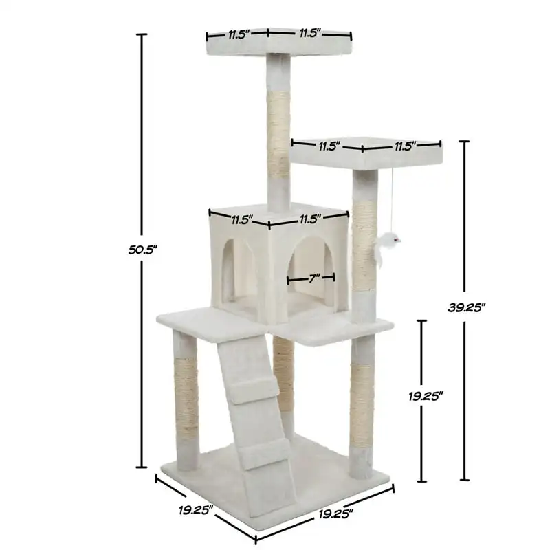 

Cat Tower with Napping Perches, Cat Condo, Ladder, 5 Sisal Rope Scratching Posts, Hanging Toy – Cat Tree for Indoor Cats by (