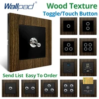 wallpad 1 2 3 4 gang toggle touch sensor wall switches with led wood texture aluminum alloy panel hdmi usb socket plug outlet