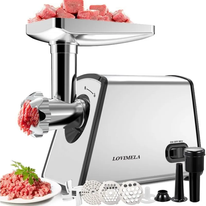 

Meat Grinder Electric, Sausage Stuffer Maker, Max 2600W Food Grinder, Meat Mincer Machine with Attachments Sausage Tube Kubbe