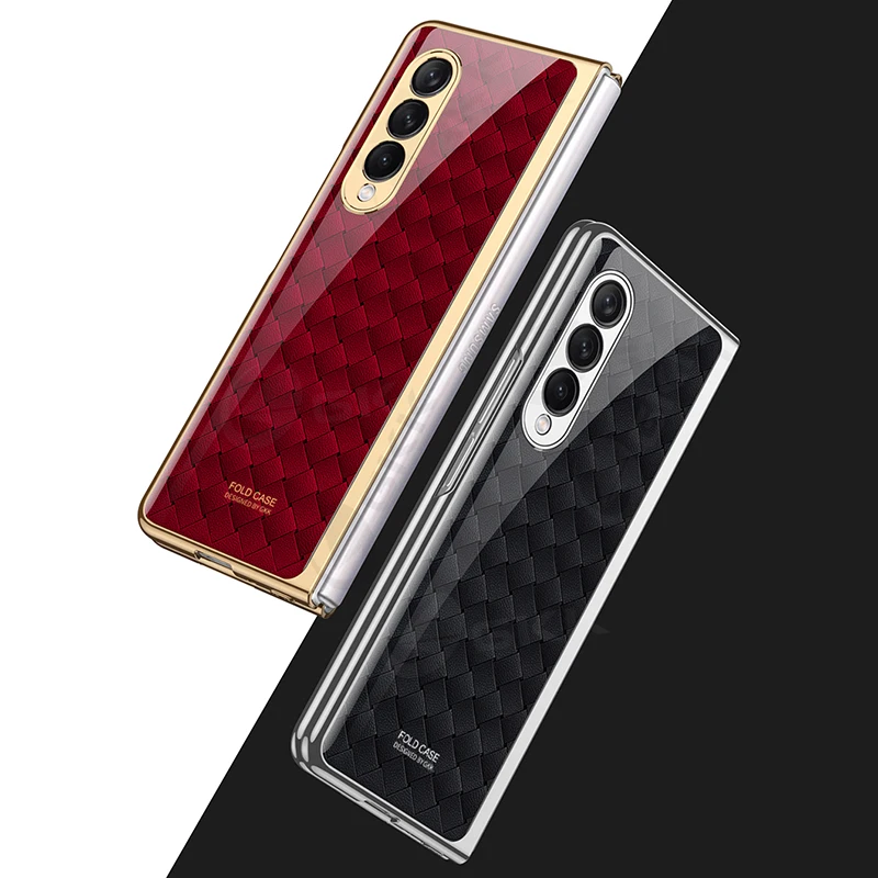 

GKK Оригинальный чехол для телефона из закаленного стекла для Samsung Galaxy Z Fold 3 2, чехол с обшивкой, защитный чехол для Galaxy Z Fold 3