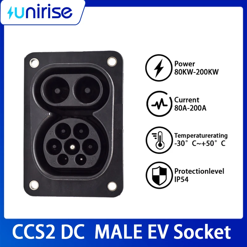 Фото CCS2 COMBO 2 розетки 80A 125A 150A 200A EV боковая розетка для зарядки электромобиля для разъема электромобиля Type2 CCS2 №2