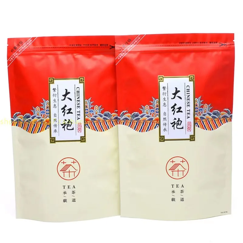 

250g/500g Chinese Big Red Robe Tea Set Zipper Bags Wuyi Big Hong Pao Recyclable Sealing No Packing Bag