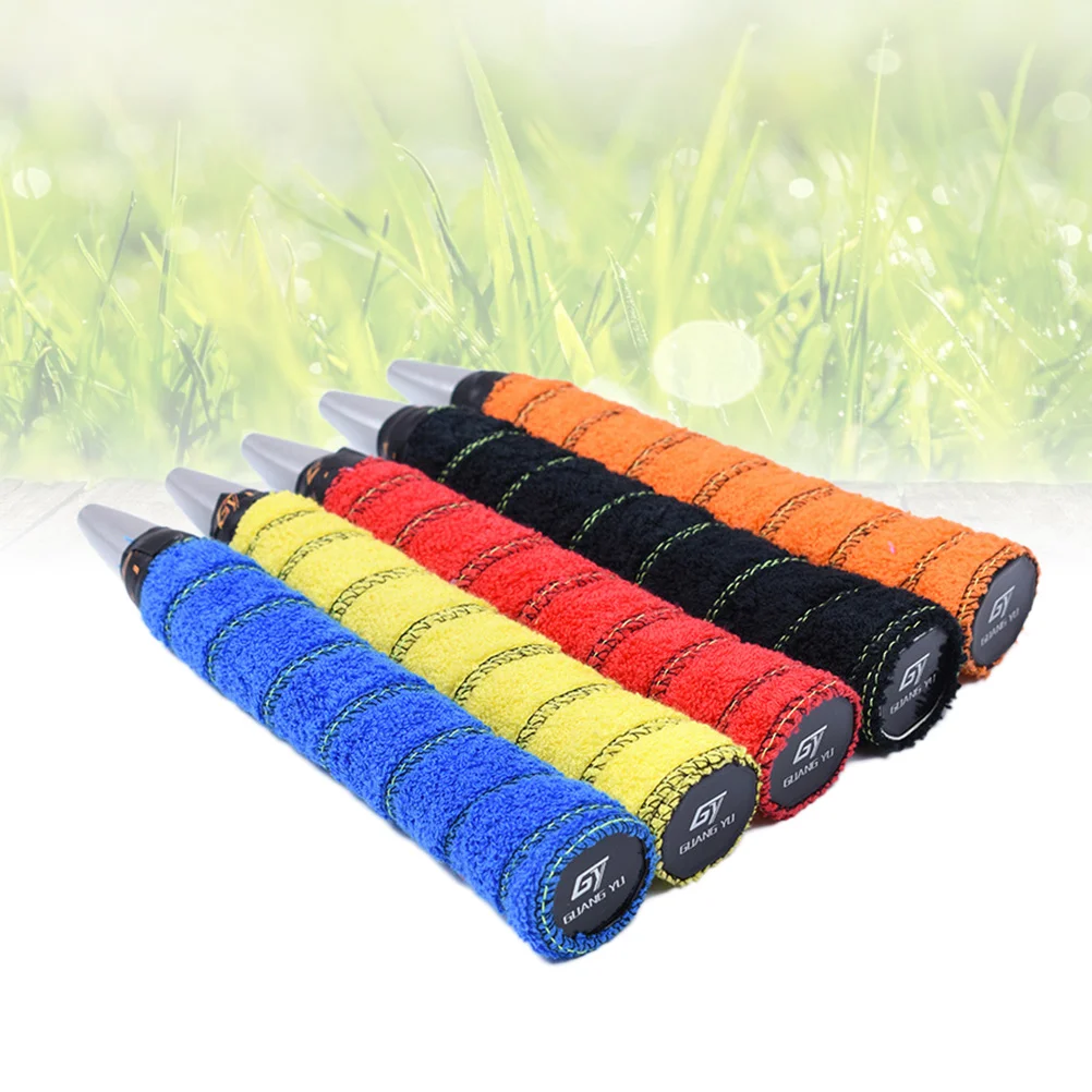

5pcs Cotton Tennis Badminton Racket Grip Tape Racket Grip Wrap Overgrip Tape for Sports Badminton (Random Colors)