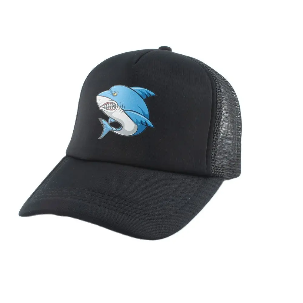 

2023 Summer Women Men Mesh Baseball Cap Cartoon Fish Shark Print Hip Hop Caps Sunhat Fashion Snapback Breathable Sun Hat