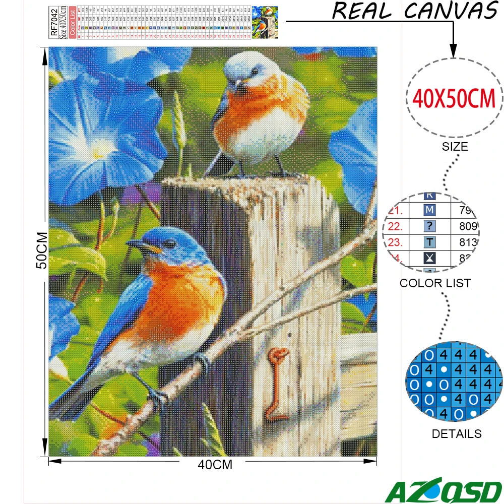 AZQSD алмазная вышивка птицы рукоделие крестиком мозаика животное картина