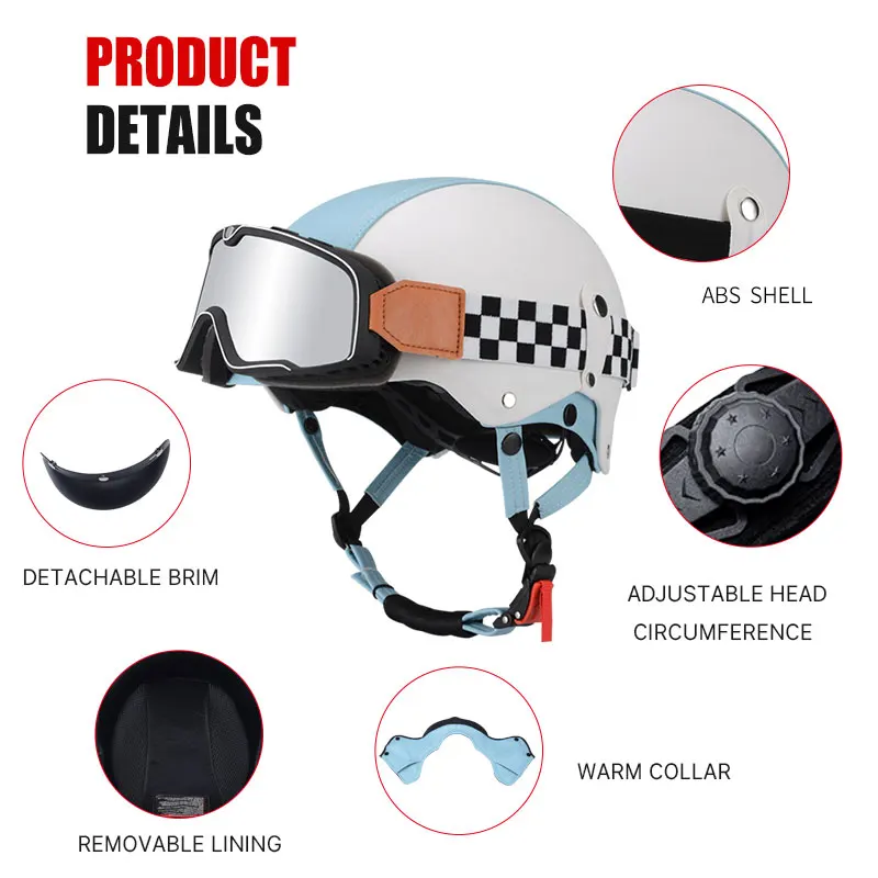 Мотошлем в стиле ретро DOT всесезонный винтажный полулицевой шлем