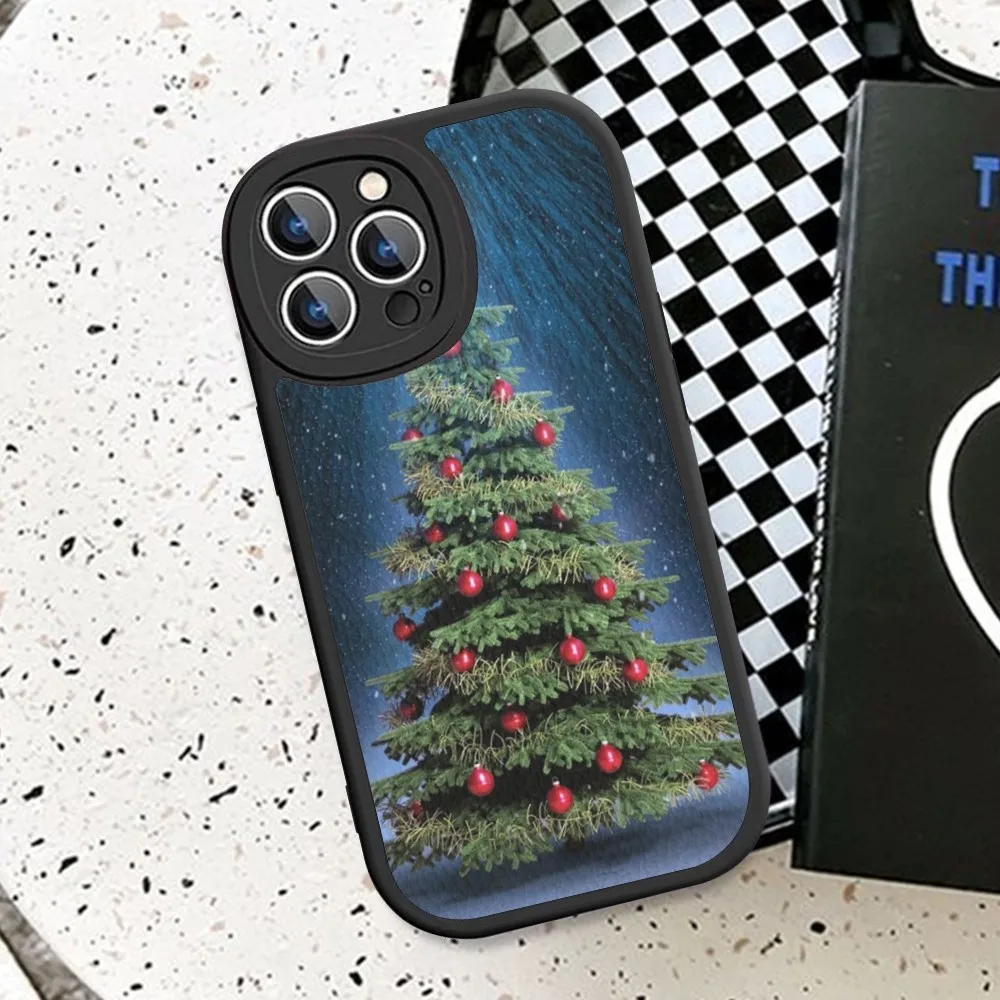 Чехол для телефона с рождественской елкой жесткий кожаный чехол IPhone 14 13 12 Mini 11 Pro