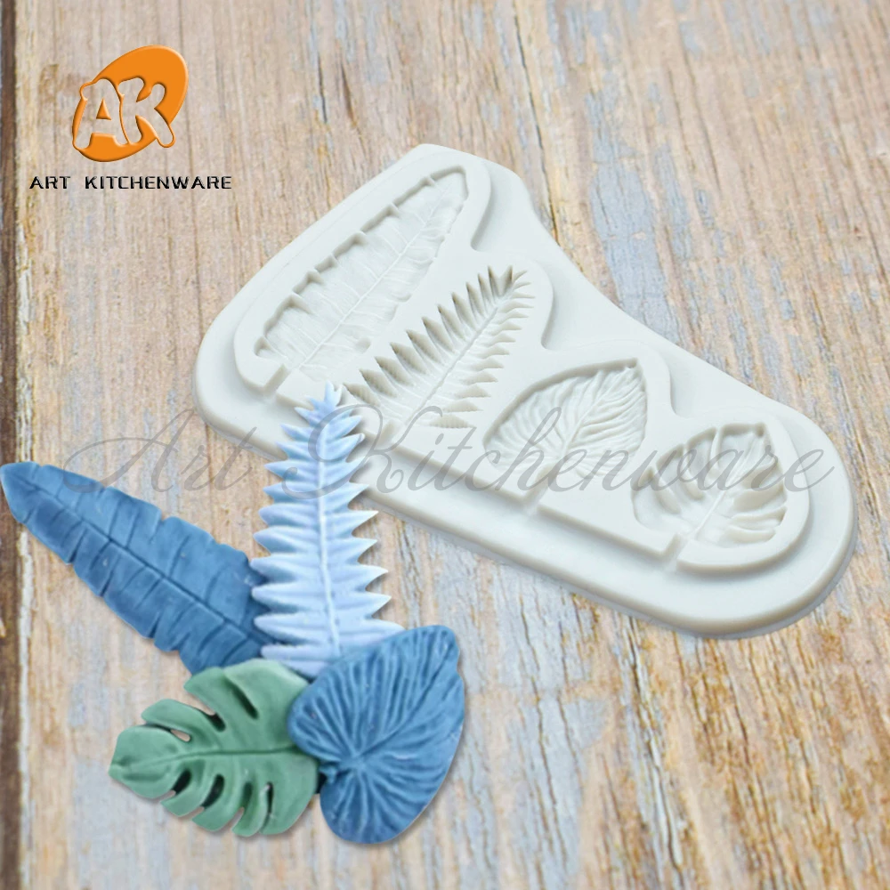 Силиконовая 3D мини-форма папоротник в виде тропических листьев