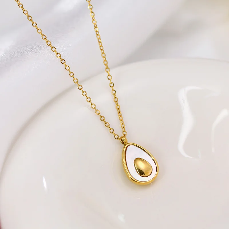 

Ожерелье из легкой роскошной ракушки с авокадо, Женское Ожерелье из титановой стали с покрытием из 18-каратного золота