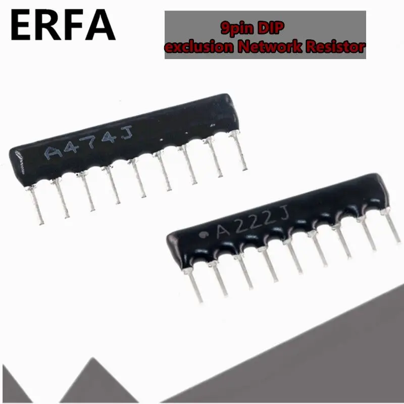 

10pcs 9pin DIP Exclusion Network Resistor 100 220 330 470 680 1K 1.5k 2K 2.2K 3.3K 4.7K 5.1K 5.6K 10K 100K ohm 102 202 472J