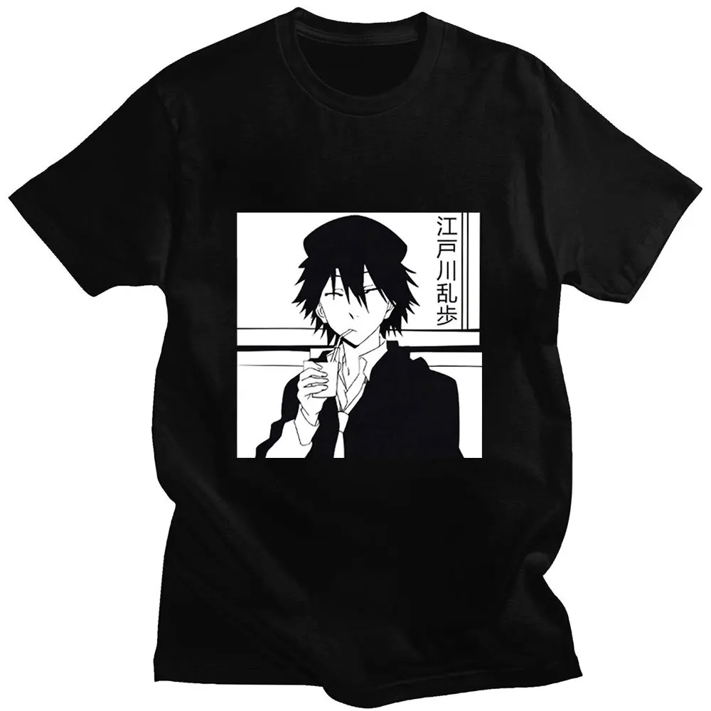 

Anime Bungou Stray Dogs Edogawa Rampo Japanese Fun Comic Print Summer Short Sleeve 100% Cotton Casual Loose Man T-Shirt Simple