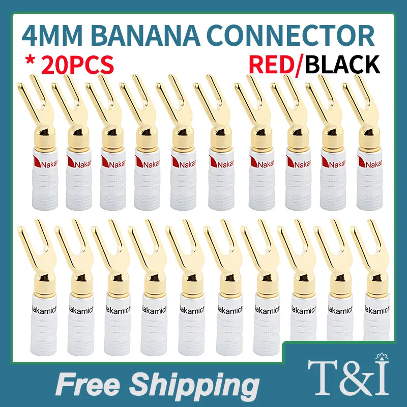 

20PCS 4mm Pure Copper Gold-plated Banana Plug Solderless Audio Amplifier Wiring Column, Speaker Wire Connection Head