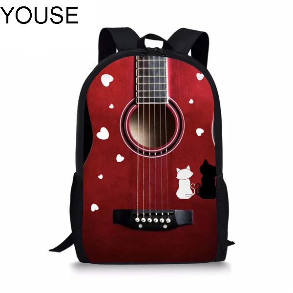 Школьные ранцы YOUSERock с принтом гитарных инструментов для подростков, мальчиков, девочек, рюкзак для начальных сувениров, детские сумки для к...