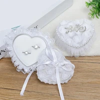 fashion lace jewelry box romantic heart shape ring case wedding rings holder romantic wedding ring bearer pillow cushion holder