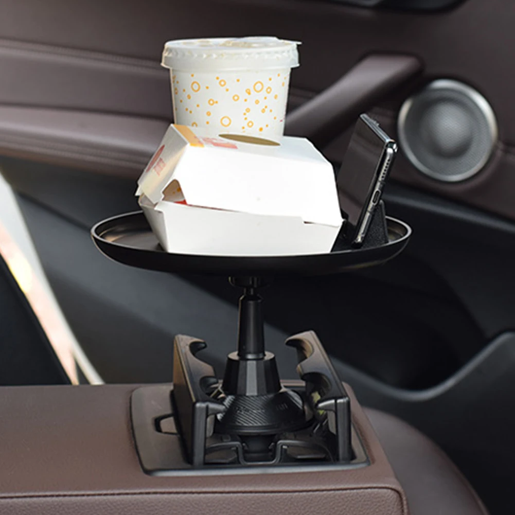 

360 Degree Rotation Adjustable Car Cup Holder Drink Coffee Vehicle Phone Organizer Food Tray Automobiles Table Anti-slip Round