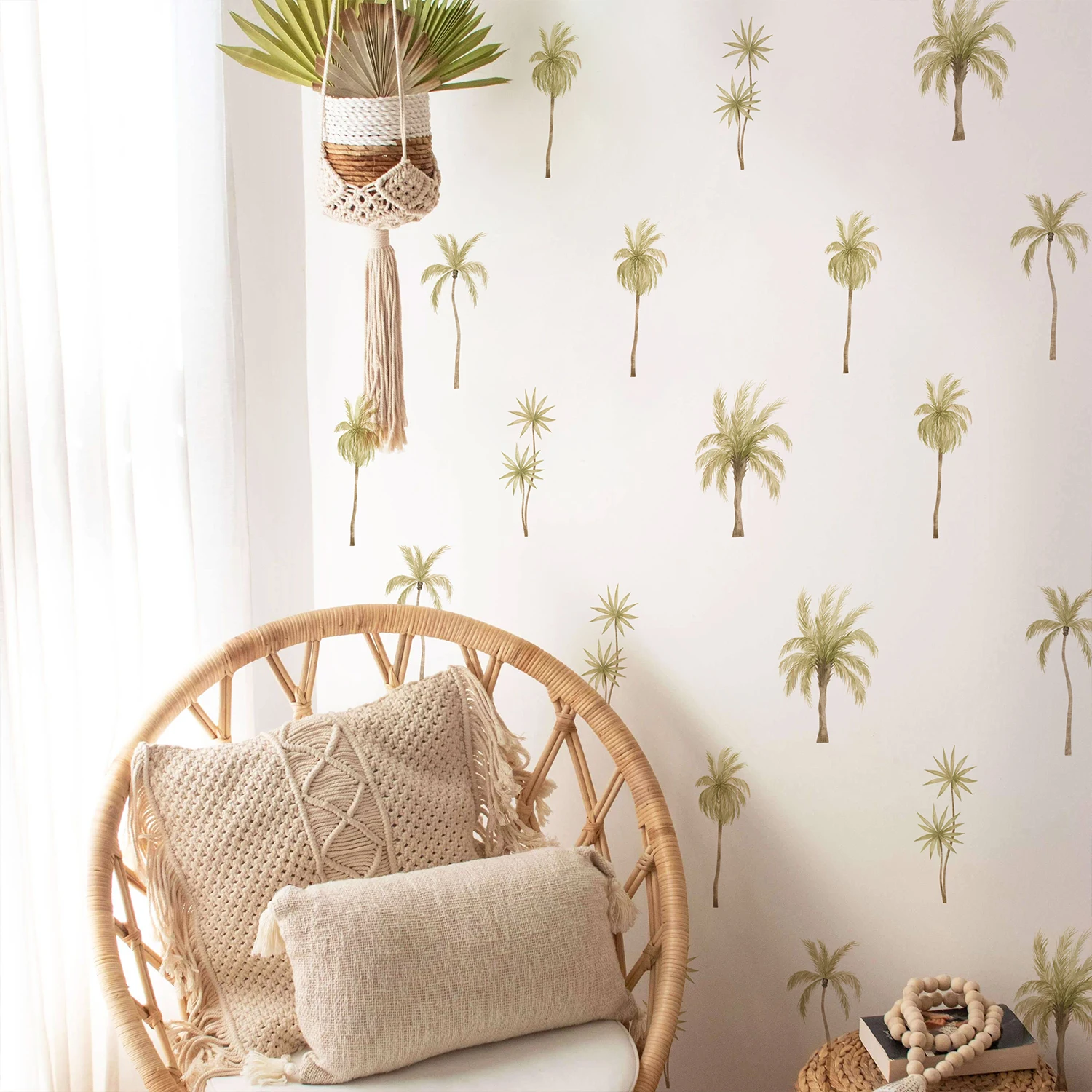 

Boho Palm Tree Wall Stickers for Kids Rooms Living Room Nordic Nursery Wall Decals self adhesive wallpaper Baby Room Decoration