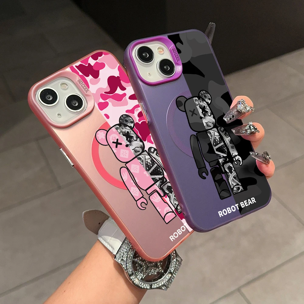 Роскошный брендовый Магнитный чехол Magsafe с роботом для телефона IPhone 11 12 13 14 15 16 Pro