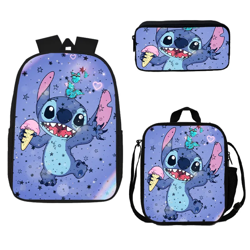 

3pcs/Set School Backpack Pencil Case Shoulder Bag Fashion Cartoon Print Children Student Travel Bags 16 Ins kids backpack