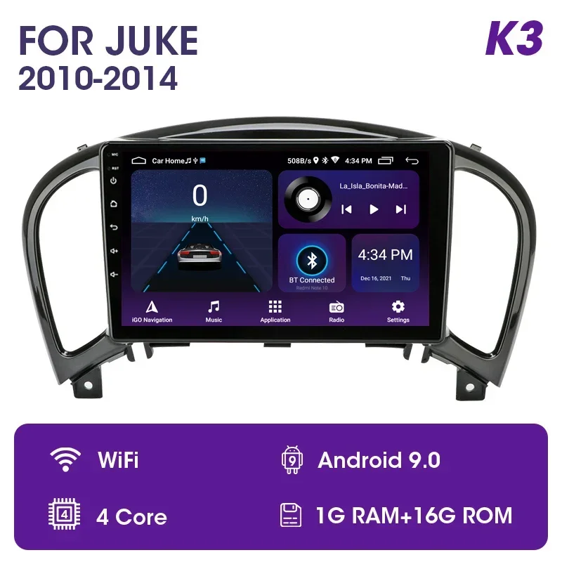 

Автомобильная Мультимедийная система JMCQ, 2din, Android 12,0, 9 дюймов, 4G, GPS, для Nissan Juke YF15 2010-2014