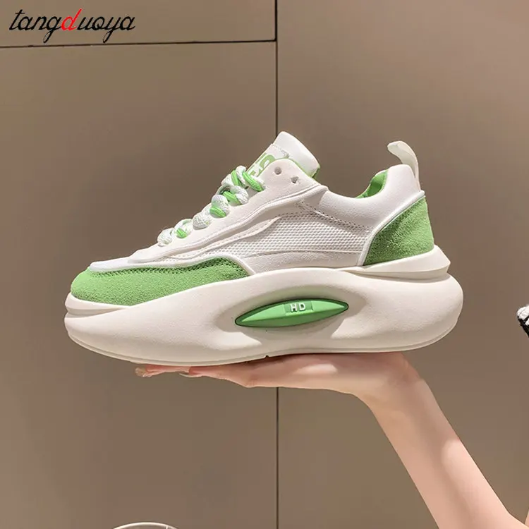 

Women Platform Sneakers Shoes Spring Lightweight Platform Shoes Round Toe Chunky Shoes Lace Up Flat Skateboard Shoe for Female
