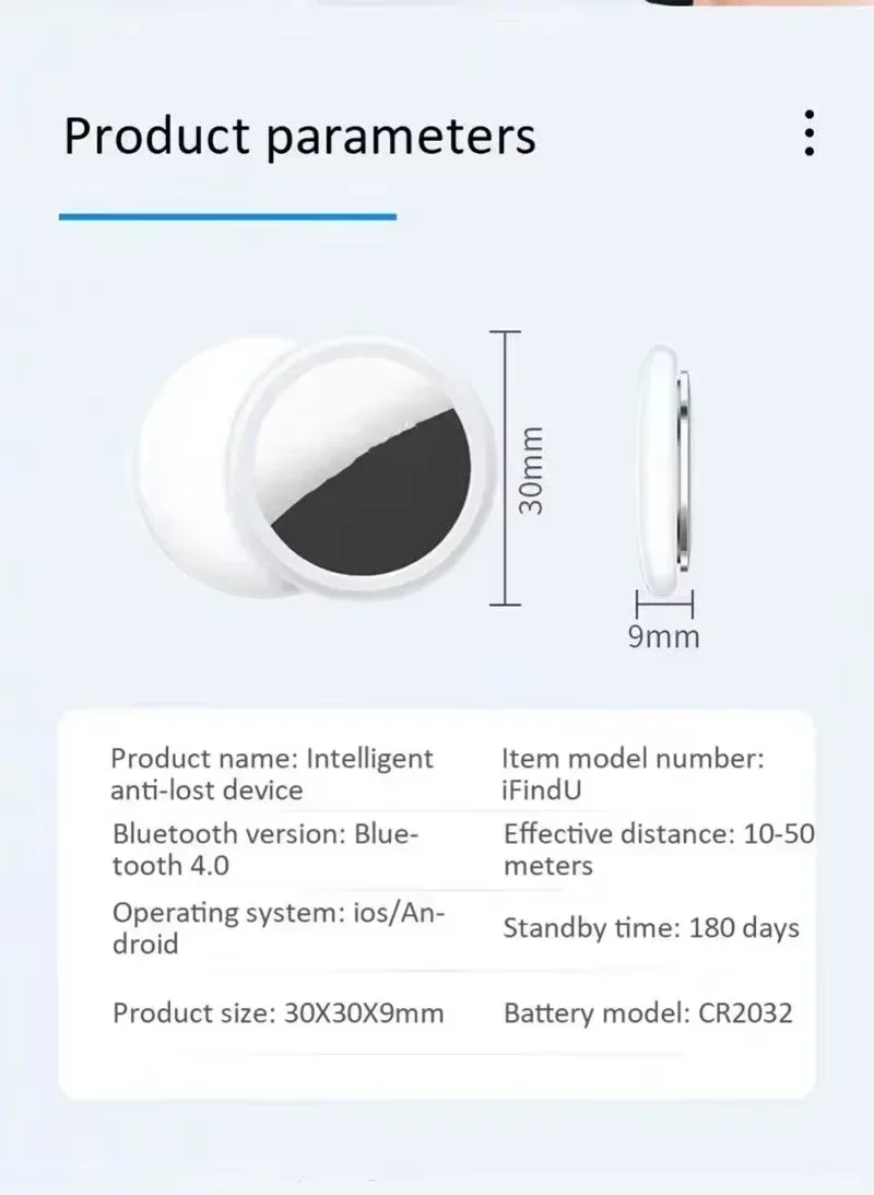 Новый Bluetooth 5.3 трекер 2026 года: круглый смарт-трекер для отслеживания домашних животных, детей, сумок, кошельков. Умный локатор-искатель (аналог AirTag) для умного дома. (art.: 3920d83011ec4) - 3920d83011ec4