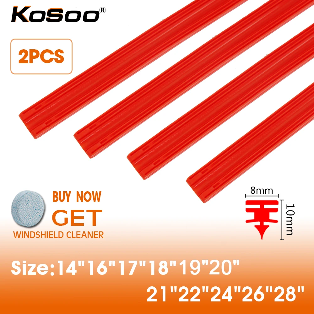 2PCS Car Wiper Blade Windscreen high-end red silica gel Replacement Strip 8MM 14"16"17"18"19"20"21"22"24"26"28" Auto Accessories