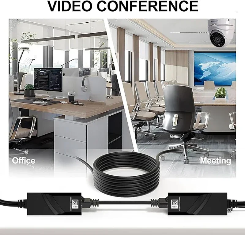 Фото USB 2.0 удлинитель до 100 м через кабель Ethernet Cat5e/Cat6, адаптер USB-RJ45 для камеры, мыши, клавиатуры, принтера, USB-флешки №5