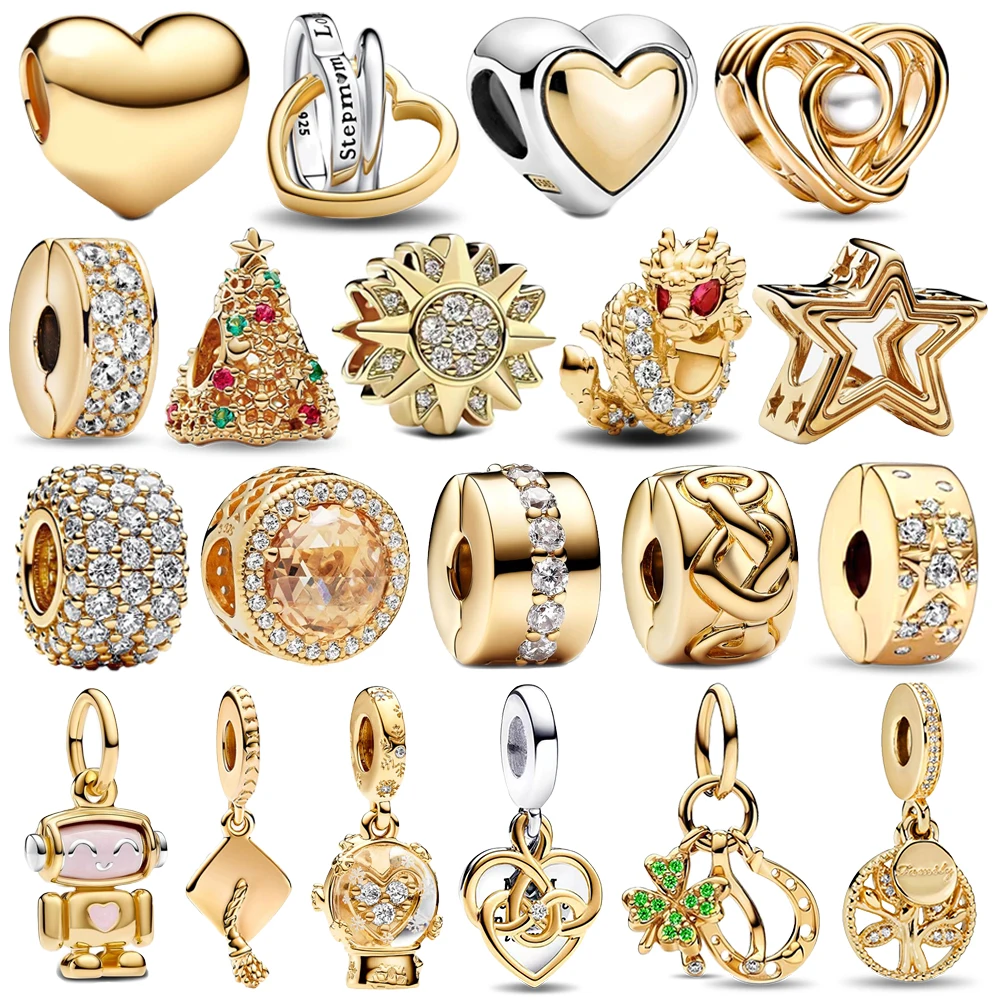 Сверкающее серебро 925 пробы золотые звезды роботы драконы шары подсолнухи и