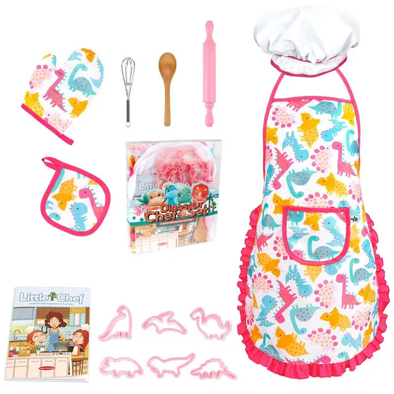 

26pcs Children Cooking Set Kids Cooking And Baking Set Simulation Kitchenware Chef Costume Aprons Cake Molds Boys Girls Gift