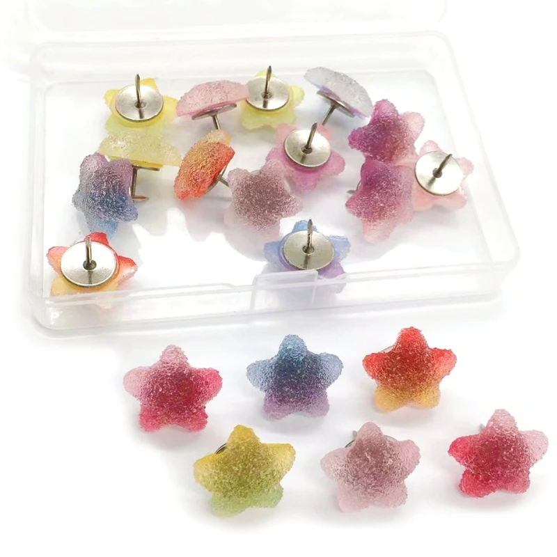 

30 Pcs Colorful Star Pushpins Cartoon Bear Thumb Tacks With Storage Case Decorative Map Pins for Office School Bulletin Boards