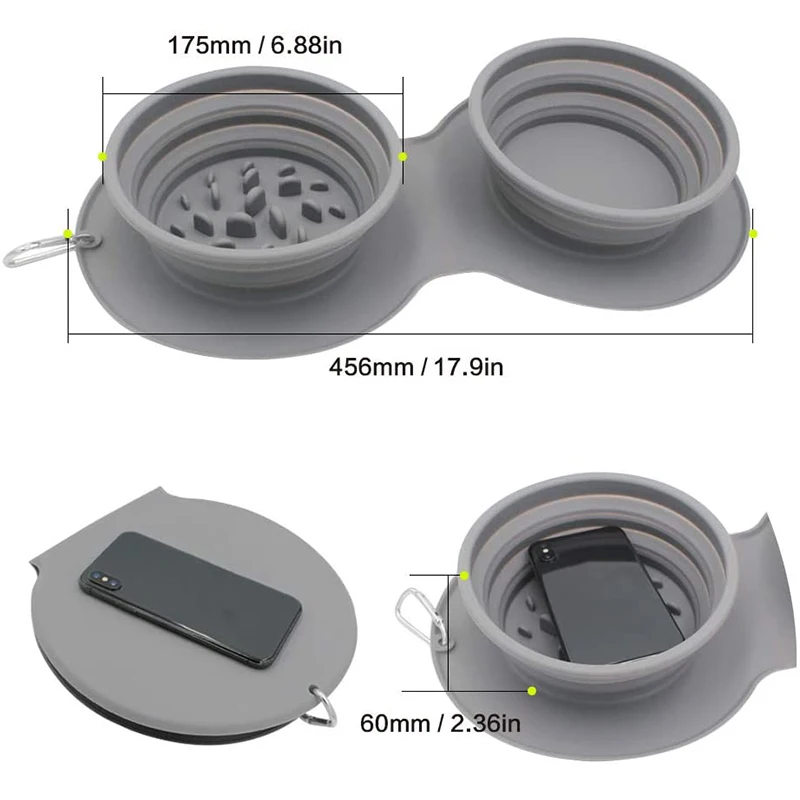 

Folding bowl for pet dog travel bowl slow feeding basin adjustable silicone portable non-slip pet basin safe non-toxic pet acces