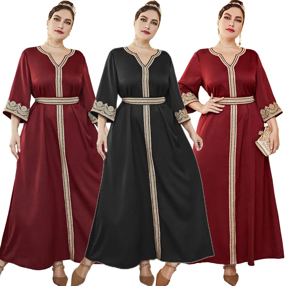 

Plus Size Abaya Women Muslim Long Maxi Dress Kaftan Turkey Arab Islamic Clothing Evening Party Gown Moroccan Jilbab Caftan Robe