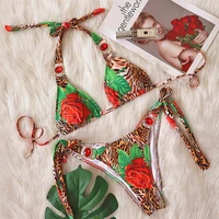 2022 summer swimsuit flower leopard swimsuit sexy women swimwear diamond bikini beach outfits for women