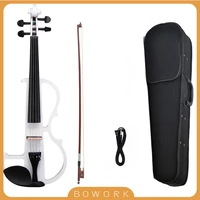 white violin solid wood 44 electric silent violin bow case kit quieter practicing clear sounds compatible wguitar effects