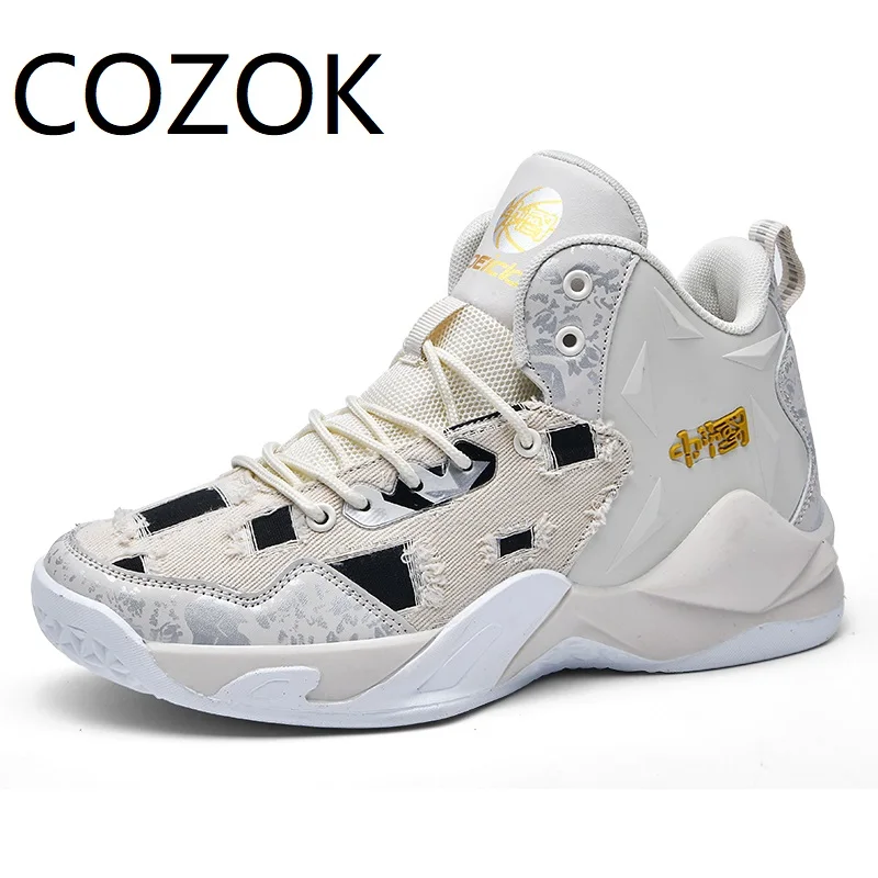 

COZOK Autumn New Chinese Style Men Casual Sports Shoes Denim Fashion Street Basketball Shoes