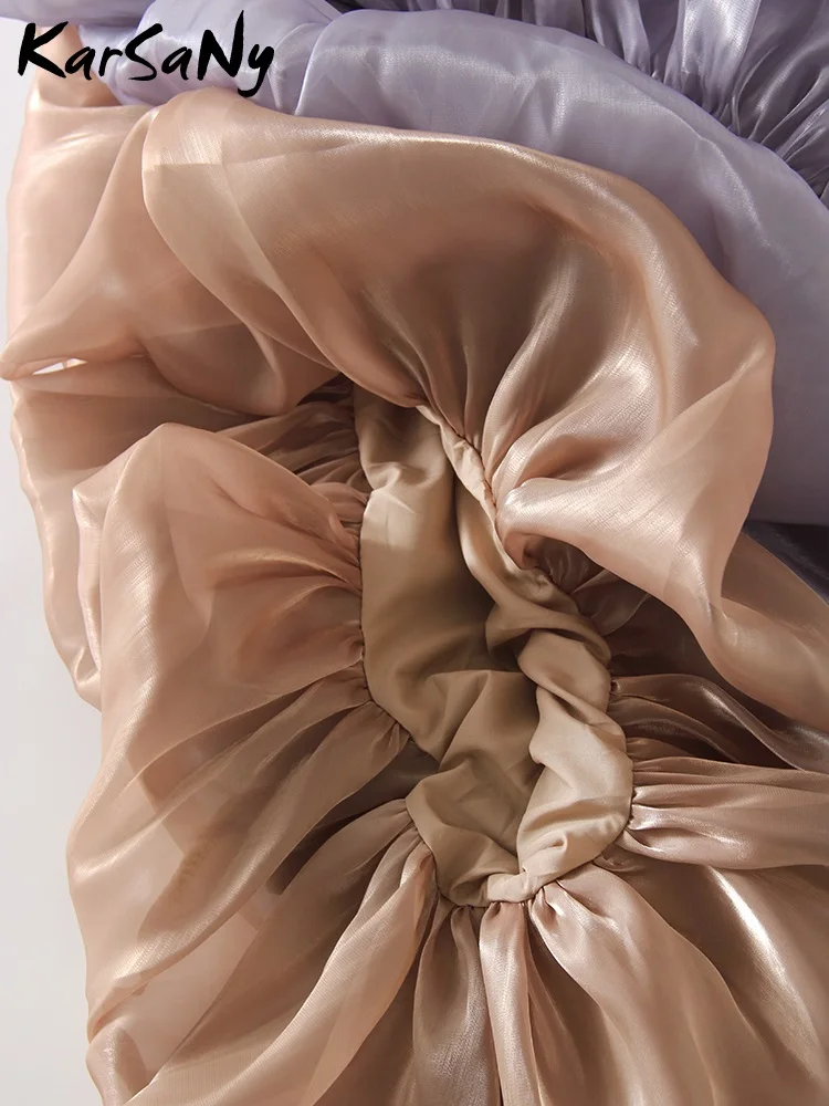 Весна-лето Яркая шелковая женская юбка с цветочным бутоном Однотонная