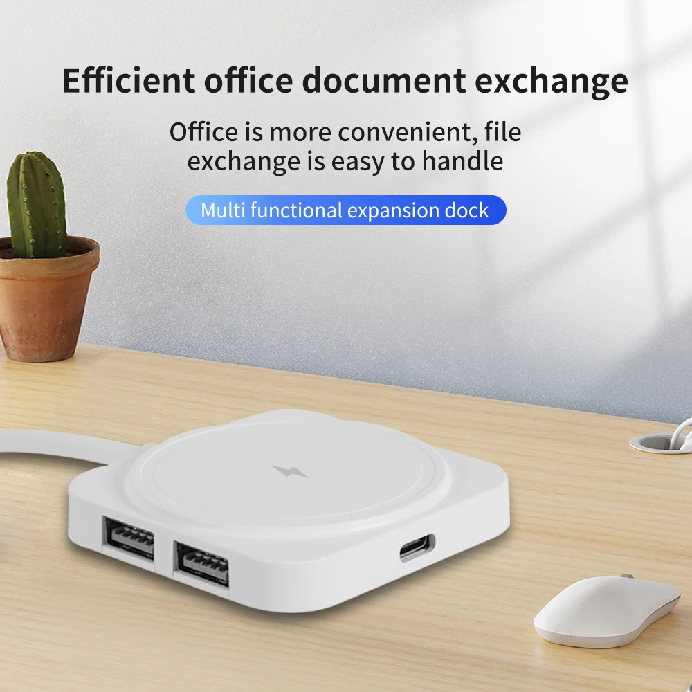 Беспроводное зарядное устройство 4 в 1 с 4-портовой док-станцией расширения