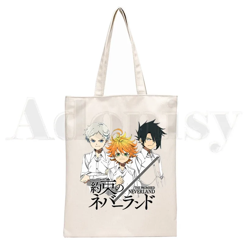 Yakusoku No Promised Neverland Emma Norman Ray Graphic Cartoon Print Shopping Bags Girls Fashion Casual Pacakge Hand Bag