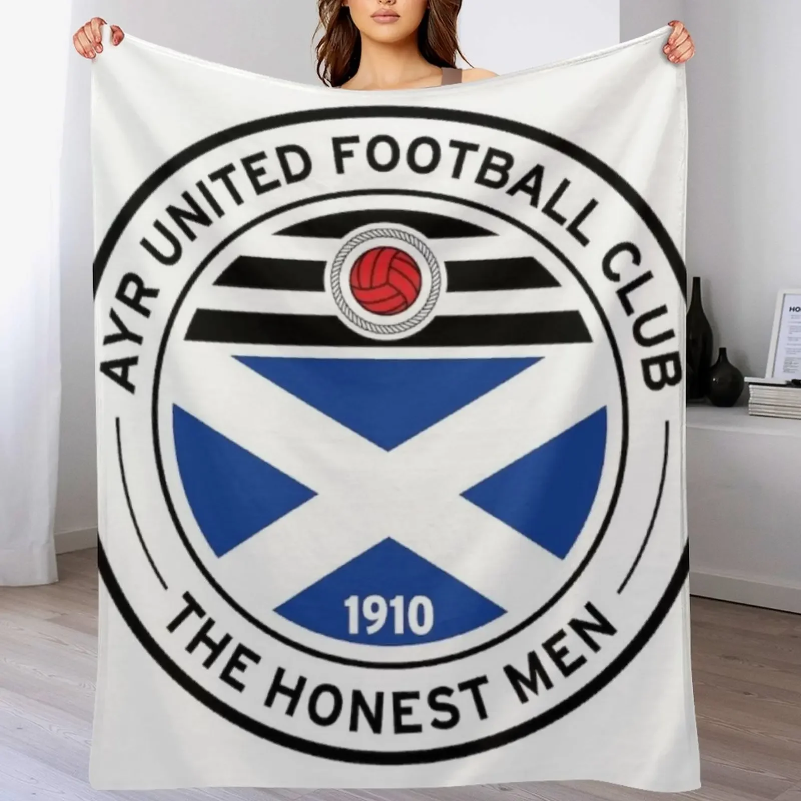 Фото Плед для футбольного клуба Ayr United, легкий, устойчивый к сминанию. №1