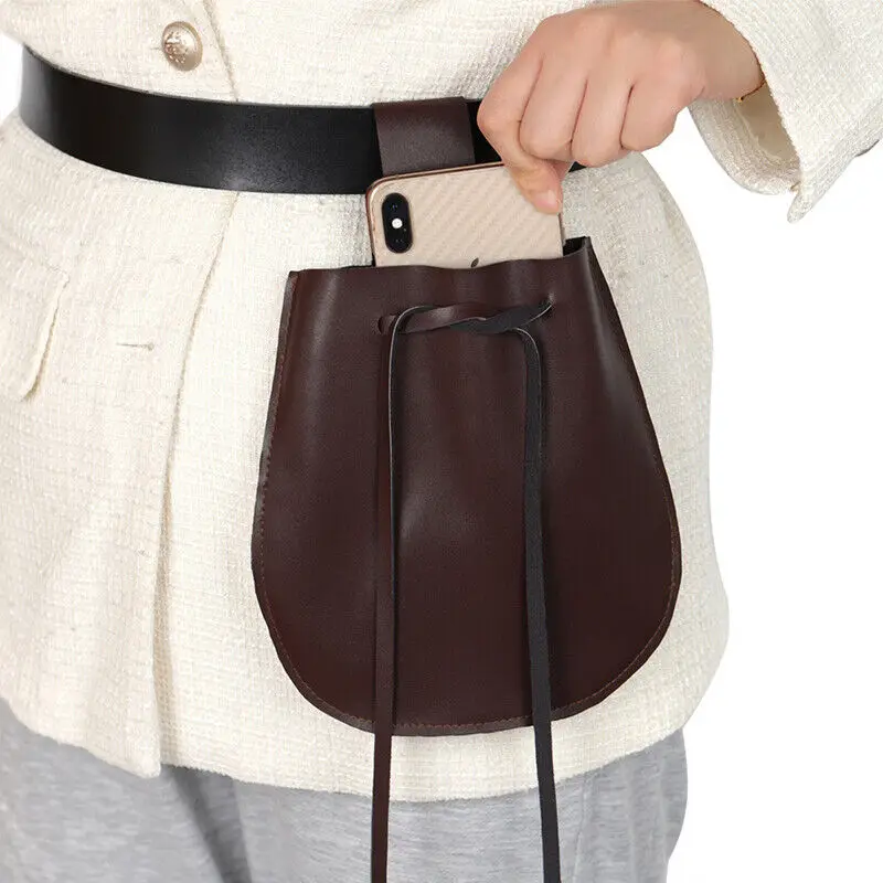 Vintage Medieval Viking PU Leather Coin Purse Wallet Small Waist Belt Pouch Viking Knight Pirate Larp Cosplay Props