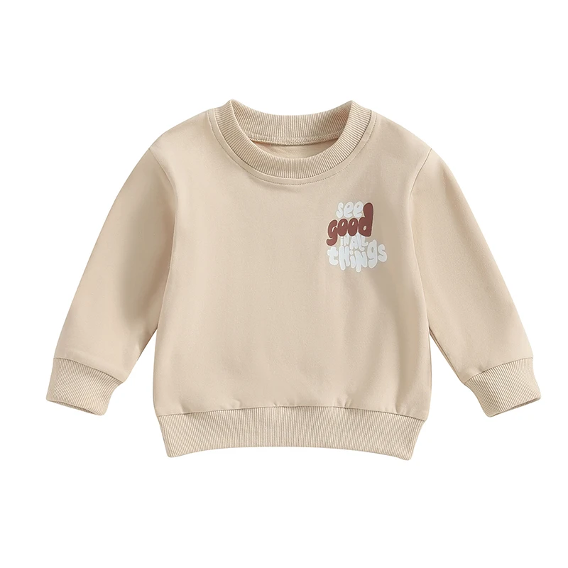 

Baby Fall Sweatshirt Letter Print Round Neck Long Sleeve Pullovers Autumn Tops for Toddler Cute Clothes